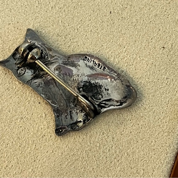 Vintage Sterling Silver Cat Brooch - Picture 3 of 5